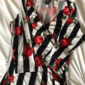 Rose black and white dress